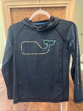 Vineyard Vines Kids Navy Heather Whale Hooded Rash Guard
